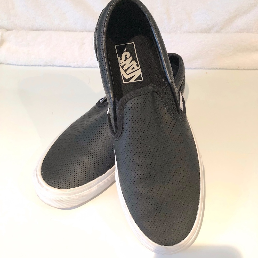 Vans Off the Wall Slip Ons - Black Perforated (Unisex M8/W9.5)